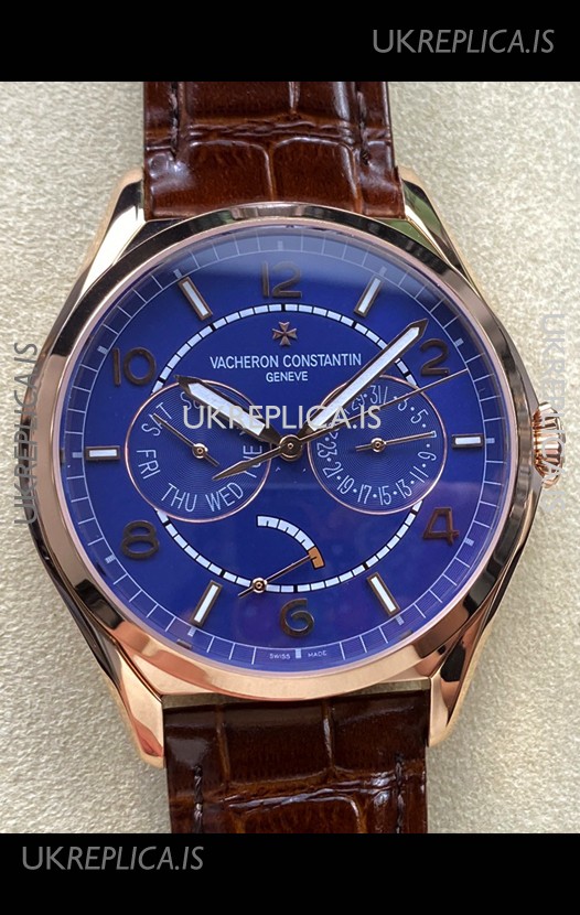 Vacheron Constantin Fiftysix Day-Date Rose Gold Blue Dial Swiss Replica Watch 