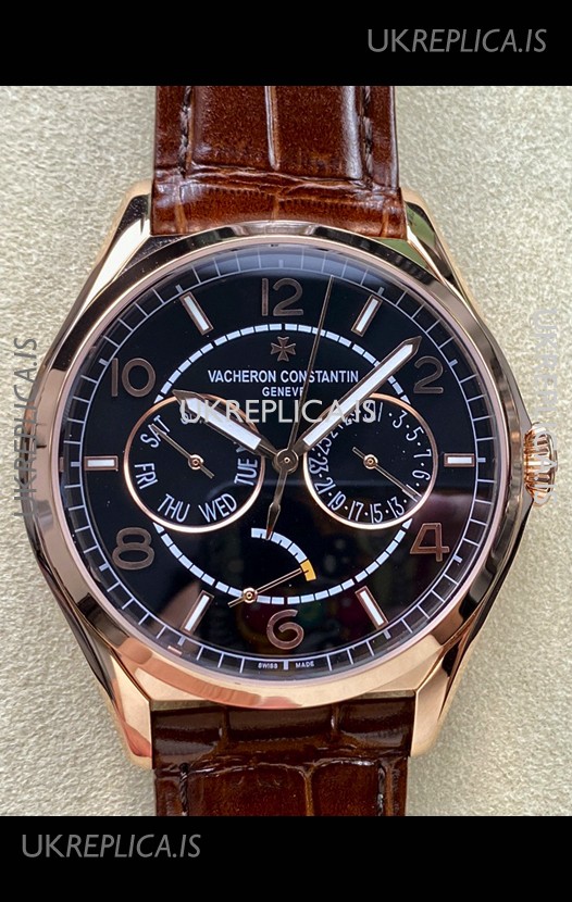 Vacheron Constantin Fiftysix Day-Date Rose Gold Black Dial Swiss Replica Watch 
