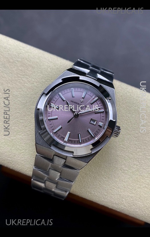 Vacheron Constantin Overseas 35MM Pink Dial Steel Strap Super Clone Watch 