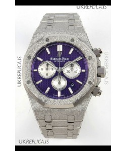 Royal Oak Chrono 26331 Frosted White Gold Purple Dial Super Clone Watch 