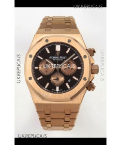 Royal Oak Chrono 26331 Rose Gold Brown Dial Super Clone Watch 