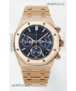 Royal Oak Chrono 26240 Rose Gold Strap in Blue Dial Super Clone Watch 