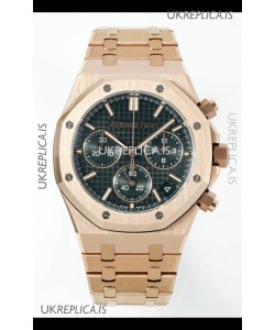 Royal Oak Chrono 26240 Rose Gold Strap in Green Dial Super Clone Watch 