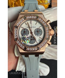 Royal Oak Chrono 26231 Rose Gold Casing Rubber Strap Super Clone Watch 