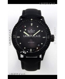 Blancpain Fifty Fathoms Ceramic Case Leather Strap Grey Dial Super Clone Watch 