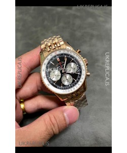 Breitling Navitimer B01 43MM Rose Gold Black Dial Super Clone Watch 