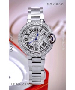 Ballon De Cartier Swiss Quartz 33MM Stainless Steel Diamonds Super Clone Watch 