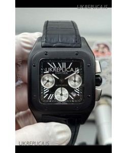 Cartier Santos 100 DLC Coating Black Dial 44MM Swiss Replica Watch 