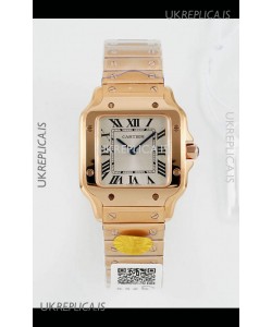 Cartier Santos Swiss Quartz 27MM Rose Gold Super Clone Watch 
