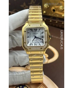 Santos De Cartier 35MM Yellow Gold Super Clone Edition Watch 
