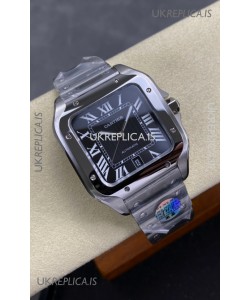 Cartier Santos De Cartier 904L Steel Black Dial Super Clone Replica 40MM Watch