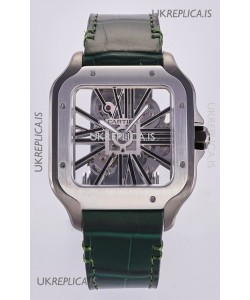 Santos De Cartier Super Clone Watch in Skeleton Dial Steel Case