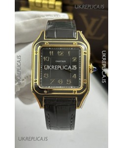 Santos Dumont 31MM Yellow Gold Taupe Grey Dial Super Clone Watch 