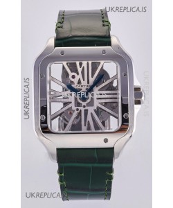 Santos De Cartier Super Clone Watch in Skeleton Dial Steel Case
