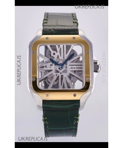 Santos De Cartier Super Clone Watch in Skeleton Dial Two Tone Case