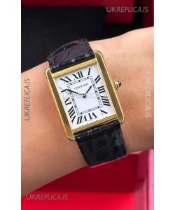 Cartier Tank Solo 27mm Yellow Gold Swiss Quartz Super Clone Watch 