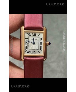 Cartier Tank Louis 22MM Swiss Quartz Movement Pink Strap Gold Case