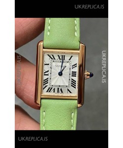 Cartier Tank Louis 22MM Swiss Quartz Gold Casing Green Strap Watch 