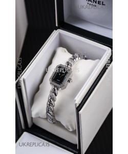 Chanel Premiere Galon Stainless Steel Diamonds Swiss Quartz Watch 