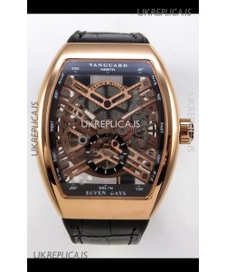 Franck Muller V45 Tourbillon Skeleton Rose Gold Super Clone Watch 