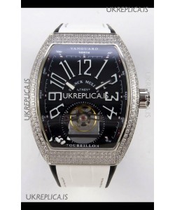Franck Muller V45 Tourbillon Stainless Steel Diamonds Super Clone Watch 