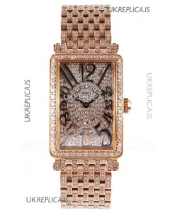 Franck Muller Long Island Rose Gold Diamonds Swiss Replica Watch 