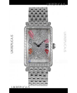 Franck Muller Long Island Color Dreams Stainless Steel Diamonds Swiss Replica Watch 