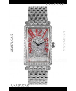 Franck Muller Long Island Stainless Steel Diamonds Swiss Replica Watch 