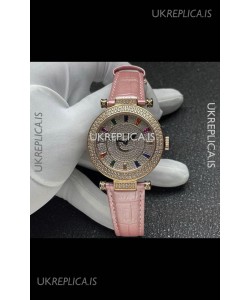 Franck Muller Double Mystery Swiss Quartz Watch in Gold Diamonds Casing