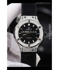 Hublot Classic Fusion Diamonds Steel Black Dial 38MM Super Clone Watch 