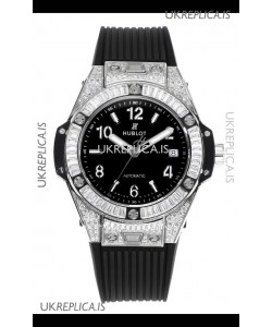Hublot Big Bang One Click moissanite Paved Casing Super Clone Watch Black Dial