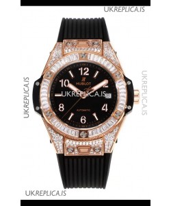 Hublot Big Bang One Click moissanite Rose Gold Super Clone Watch Black Dial