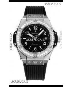Hublot Big Bang One Click moissanite Bezel Super Clone Watch Black Dial