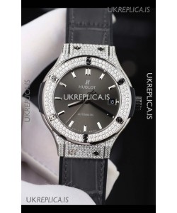 Hublot Classic Fusion Diamonds Steel Grey Dial 38MM Super Clone Watch 