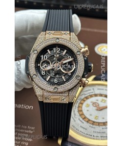 Hublot Big Bang Unico Rose Gold Diamonds Case Super Clone Watch 