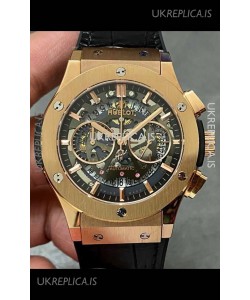 Hublot Classic Fusion Chronograph Rose Gold Skeleton Super Clone Watch 