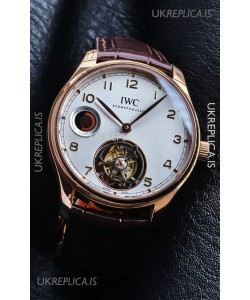 IWC Portuguese Tourbillon Rose Gold Steel dial Super Clone Watch 