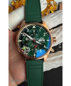 IWC PILOT'S Rose Gold Chronograph Green Dial Super Clone Watch 