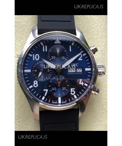 IWC PILOT'S Chronograph Blue Dial Rubber Strap Super Clone Watch 