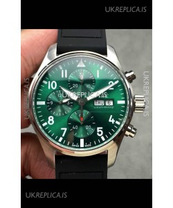 IWC PILOT'S Chronograph Green Dial Rubber Strap Super Clone Watch 