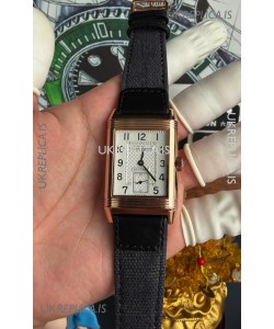 Jaeger-LeCoultre Reverso Tribute Duoface Rose Gold White & Black Dial Super Clone Watch 