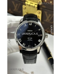 Omega De Ville Co-Axial 41MM Black Dial Leather Strap Super Clone Watch 