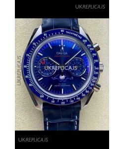 Omega Speedmaster Moonphase Blue Dial Leather Strap Super Clone Watch 