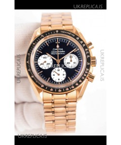 Omega Speedmaster Moonwatch Rose Gold Black Dial Super Clone Watch 