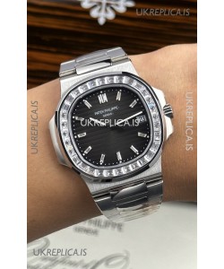 Patek Philippe Nautilus 5723 Black Dial White Sapphires Super Clone Watch 