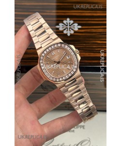 Patek Philippe Nautilus 5723 Rose Gold White Sapphires Super Clone Watch 