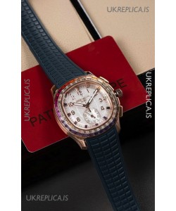 Patek Philippe Aquanaut 7968 Rose Gold Blue Strap Super Clone Watch 