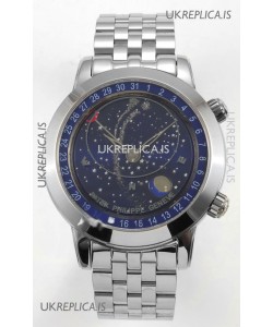 Patek Philippe Grand Complications 6102 Blue Dial Steel Strap Super Clone Watch 