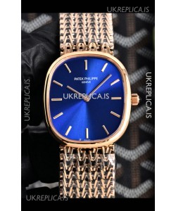 Patek Philippe Golden Ellipse 5738/1R-001 Rose Gold Blue Dial Super Clone Watch 