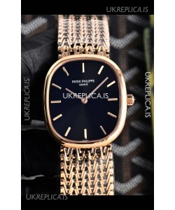 Patek Philippe Golden Ellipse 5738/1R-001 Rose Gold Black Dial Super Clone Watch 